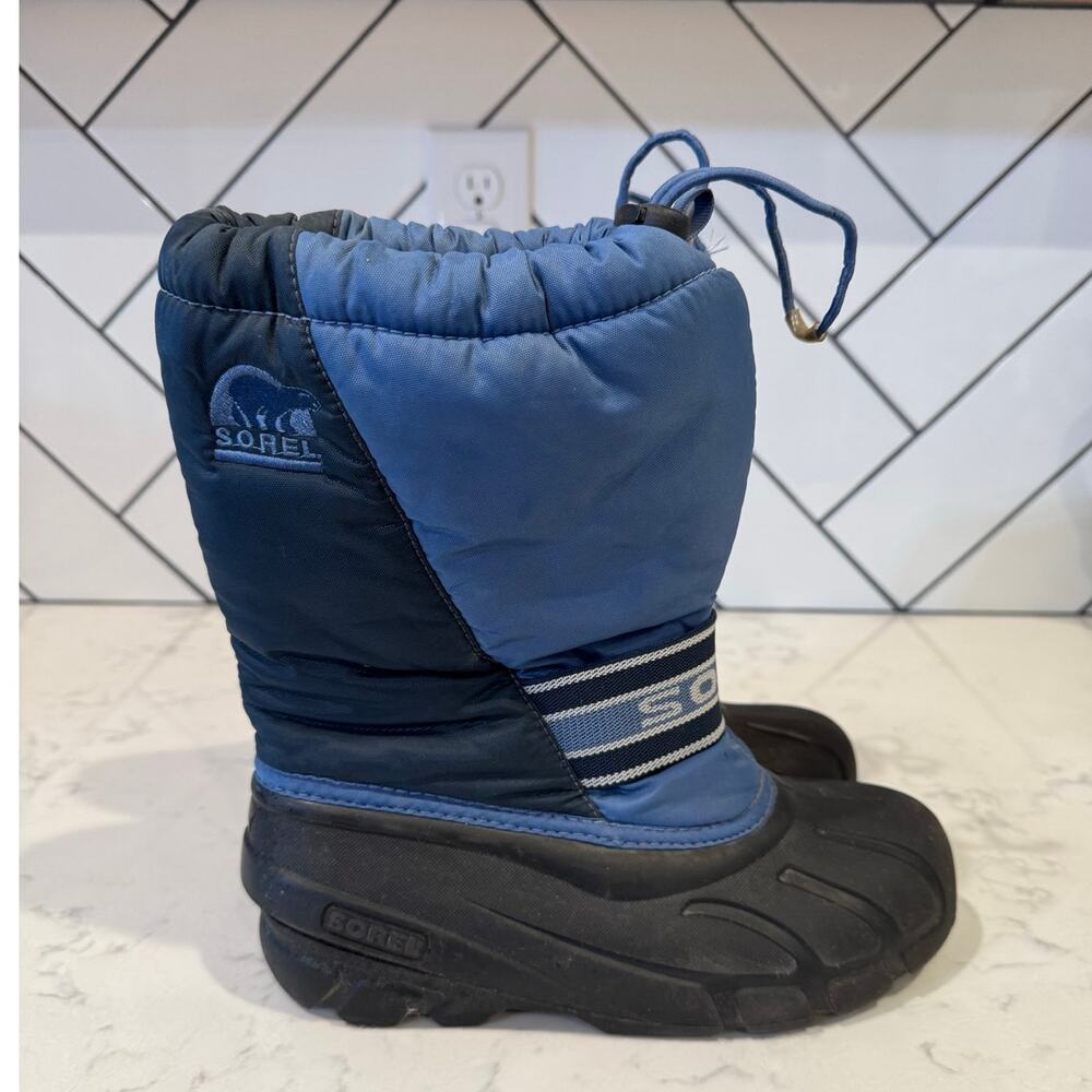 Sorel Cub Snow Winter Boots size 5 unisex water wind proof warm insulated blue